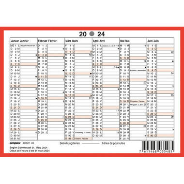 SIMPLEX Calendrier 2024 4032240.24 A6,rouge/blanc