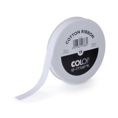 COLOP Ruban de coton 15mmx25m 154921 pour e-mark, blanc