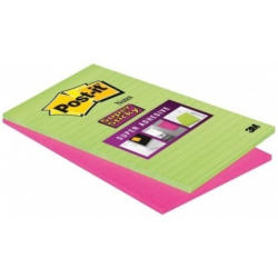 POST-IT Blocco Super Sticky 125x200mm 5845-SSEU verde/pink, 2x45 fogli, rigato