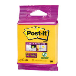POST-IT Bloc notes cube 76x76mm 2014-S Super Sticky neon-jaune. 270f.