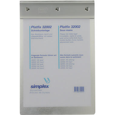 SIMPLEX Schreibplatte Platfix 32002 aluminium, für A5 hoch