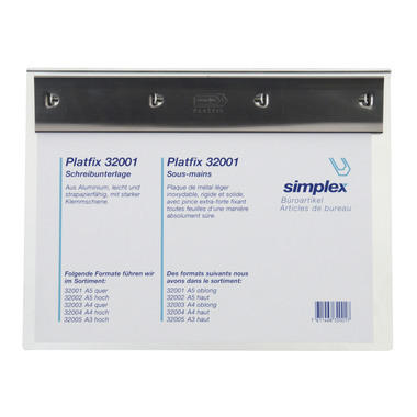 SIMPLEX Schreibplatte Platfix 32001 aluminium, für A5 quer