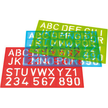 WESTCOTT Zeichenschablone 50cm E-10600 00 A-Z, 0-9 blau/rot/grün