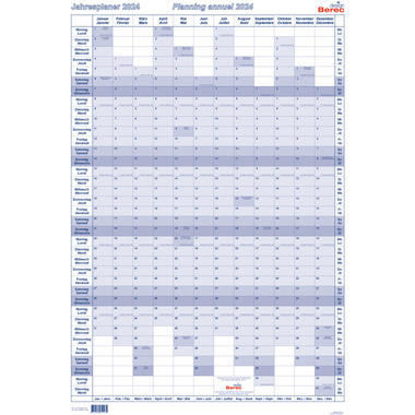 BEREC Calendario annuale alto 2024 B 5668 TF/24 blu 60x90cm