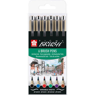 SAKURA Pigma Brush Pen Set POXSDKBR6 6 Farben