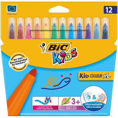 BIC Stylo fibre Kid XL 4,5mm 8289663 12 couleurs, étui