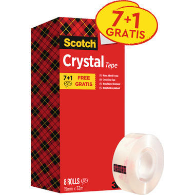 SCOTCH Crystal Clear 600 19mmx33m 6-1933R8 trasparente 8 pezzi