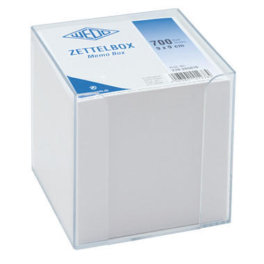 WEDO Zettelbox 9x9cm 270265016 transp. 700Bl. weiss