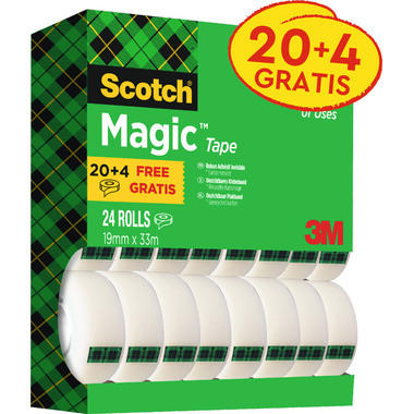 SCOTCH Magic Tape 810 19mmx33m 8-1933R24 invisible, 20+4, 24 pz.