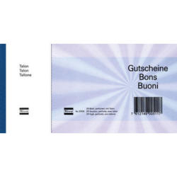 FAVORIT Geschenk-Gutscheine D/F/I 2059blau blau,20.5x10.5cm,Block à 25Bl.