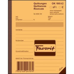 FAVORIT Quittance 8094 OK rouge/blanc,D/F/I,autocopiant