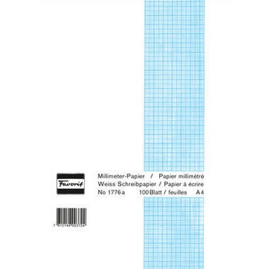 FAVORIT Milimeterpapier Block A4 1776a weiss, 1mm, 80g/m2 100 Blatt
