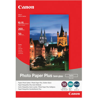 CANON Photo Paper Plus 260g 10x15cm SG2014x6 PIXMA, semi-glossy 50 Blatt