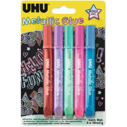 UHU Glitter Glue 47305 Metallic 5 colori