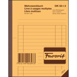 FAVORIT Mehrzweckbuch D/F/I A6 8111OK blau/weiss 50x2 Blatt
