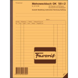 FAVORIT Mehrzweckbuch Deutsch A5 9113 OK Durchschreibepapier 50x2 Blatt