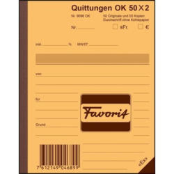 FAVORIT Quittungen D A6 9096 OK blau/weiss 50x2 Blatt