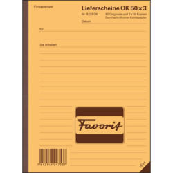 FAVORIT Lieferscheine D A5 9233 OK rot/gelb/weiss 50x3 Blatt