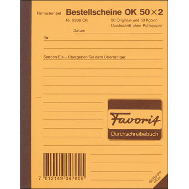 FAVORIT Bestellscheine D A6 9286 OK citron/weiss 50x2 Blatt
