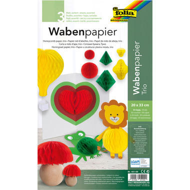 FOLIA Wabenpapier Regenbogen 451-09 3 Blatt, farbig