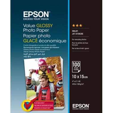 EPSON Value Photo Paper 10x15cm S400039 InkJet 183g 100 fogli