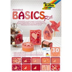 FOLIA Bloc de papier Basic 46249 àmotifs, rouge, 30 pcs.