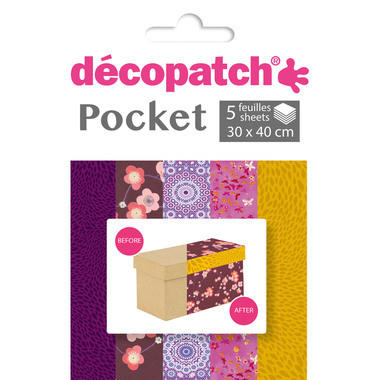 DECOPATCH Carta Pocket Nr. 5 DP005O 5 fogli di 30x40 cm