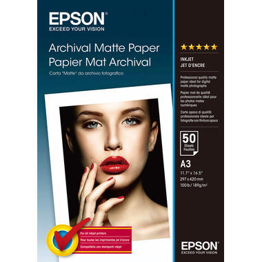 EPSON Archival Matt Paper A3 S041344 InkJet 189g 50 feuilles