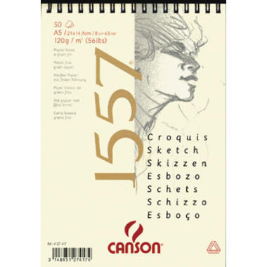 CANSON Skizzenpapier A5 31412A000 120g, weiss 50 Blatt