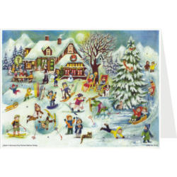SELLMER Adventskalender A6 40131 Postkarte Skihütte