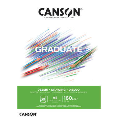 CANSON Graduate Zeichnen A5 400110364 30 Blatt, weiss, 160g