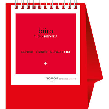 NOVOS Tischkalender Helvetia 2024 501012 rot, 1M/S, 11.5x13.5cm