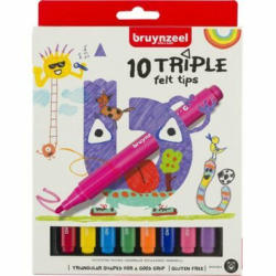 BRUYNZEEL Fasermalerset Kids Triple 60123010 dreieckig, 10 Farben