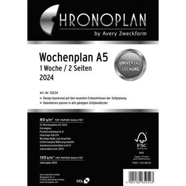 CHRONOPLAN Ersatz Jahresplan DE 2024 50234Z.24 A5, 1W/2S