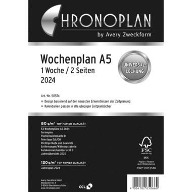 CHRONOPLAN Ersatz Jahresplan DE 2024 50574Z.24 A5, 1W/2S
