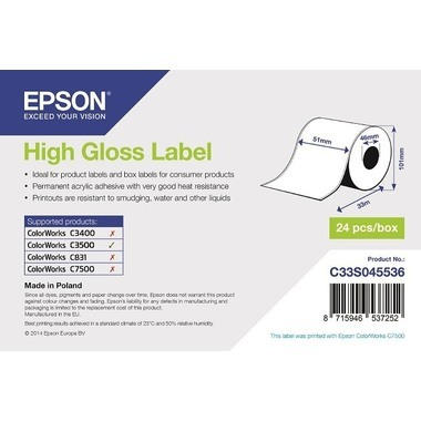 EPSON Hochglanz Etikette 51mmx33m C33S045536 ColorWorks C3500 24 Rollen