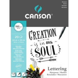 CANSON Bloc lettering 24x32cm 400109921 20 flls, extra blanc, 180g