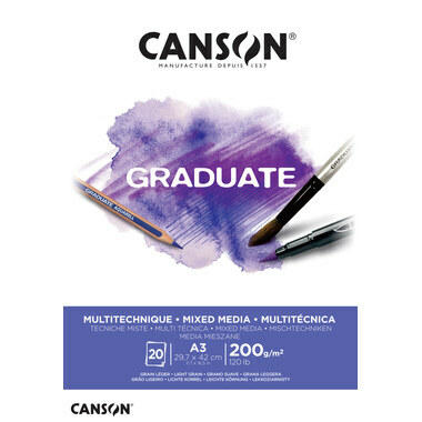 CANSON Graduate Mixed Media A3 400110378 20 flles, blance, 200g