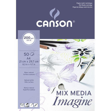 CANSON Blocco da disegno Imagine A4 200006008 200g, bianco 50 fogli