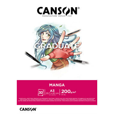 CANSON Graduate Manga A3 31250P031 30 flles, blance, 200g