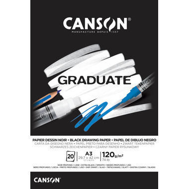 CANSON Graduate Zeichenpapier A3 400110387 20 Blatt, schwarz, 120g