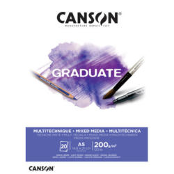 CANSON Graduate Mixed Media A5 400110376 20 flles, blance, 200g