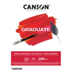 CANSON Graduate l'huile/acryl A4 400110380 20 flles, blance, 290g