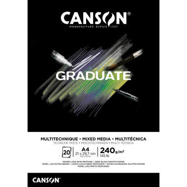 CANSON Graduate Mixed Media A4 31250P017 20 flles, noire, 240g