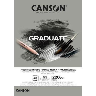 CANSON Graduate Mixed Media A4 400110371 20 Blatt, grau, 220g