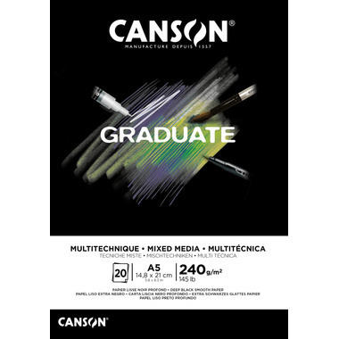 CANSON Graduate Mixed Media A5 31250P019 20 flles, noire, 240g