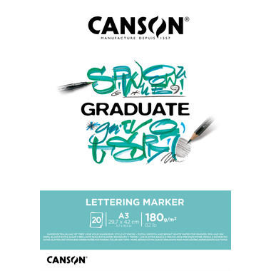 CANSON Graduate Lettering Marker A3 31250P027 20 flles, blance, 180g