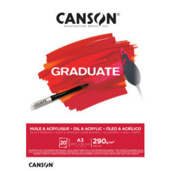 CANSON Graduate l'huile/acryl A3 400110381 20 flles, blance, 290g