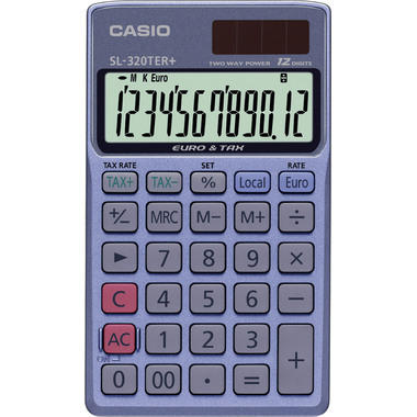 CASIO Calculat.SL-300VER/SL-320TER+ SL320TER+ 12 chiffres bleu clair