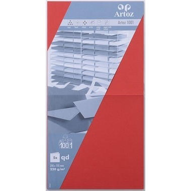 ARTOZ Cartoline 1001 310x155mm 107452265 220g, rosso 5 fogli